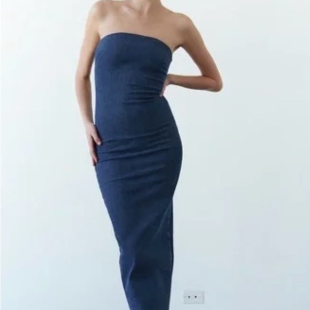 Zara Strapless Navy Dress